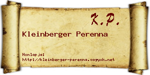 Kleinberger Perenna névjegykártya